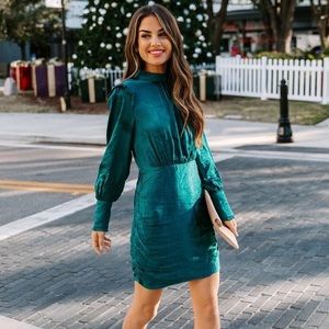 NWT VICI Teal Ruched Dress